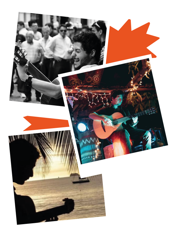 Montage photo de Tony Putaggio en concert en France et au Costa Rica